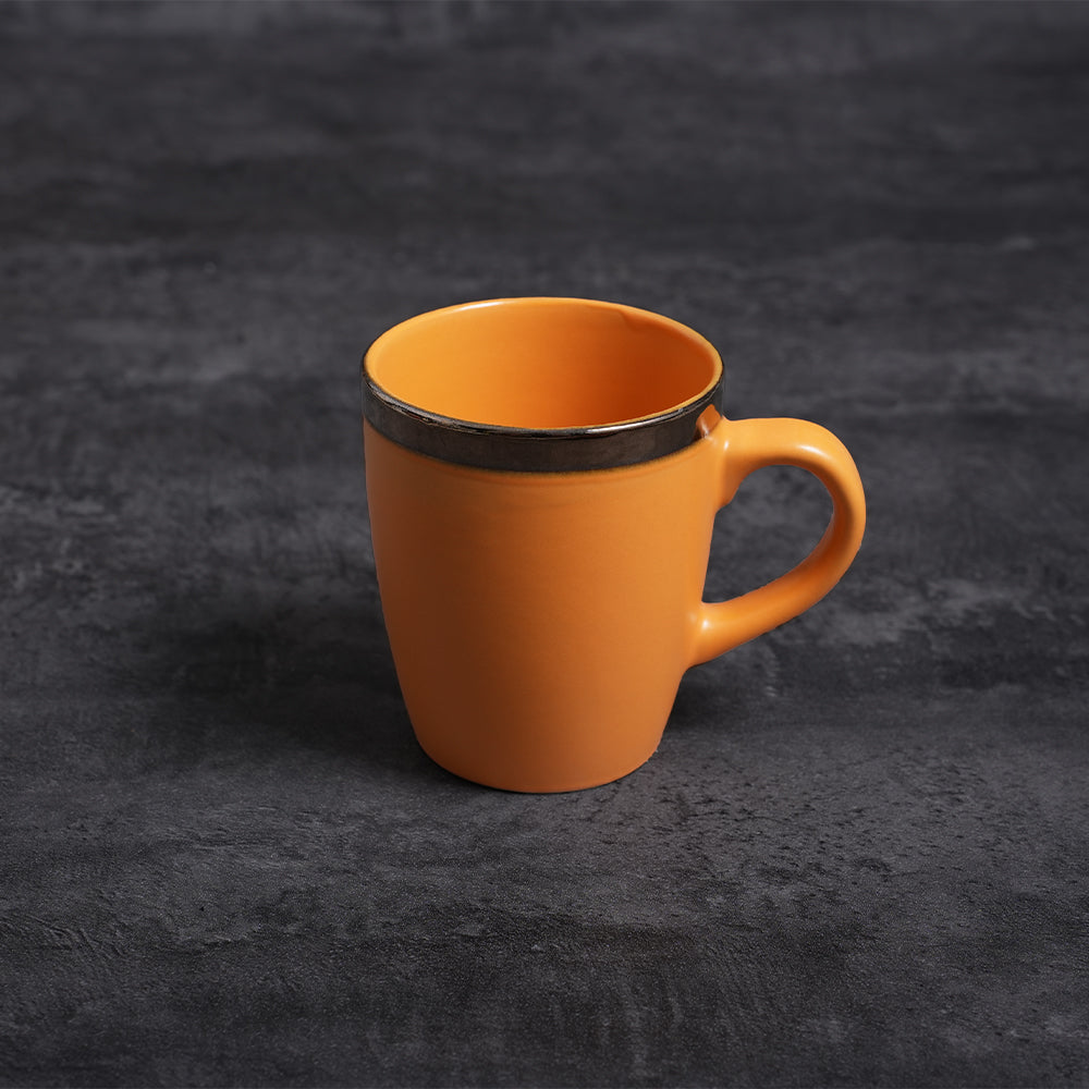 Tongera Orange & Brown Rim Ceramic Tableware Set - Playful Contrast for Breakfast & Afternoon Tea