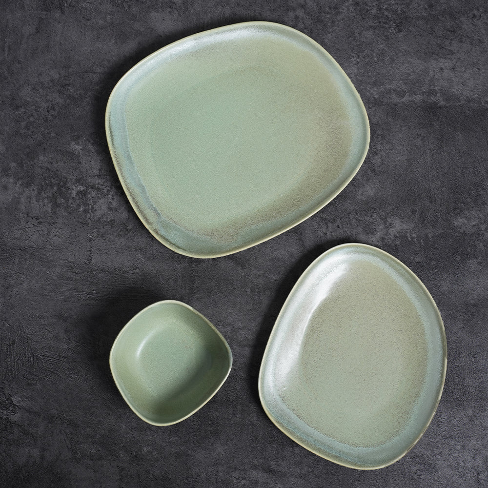 Tongera Modern Sage Green Irregular Ceramic Tableware Set - Rustic Charm for Brunch & Dinner Parties