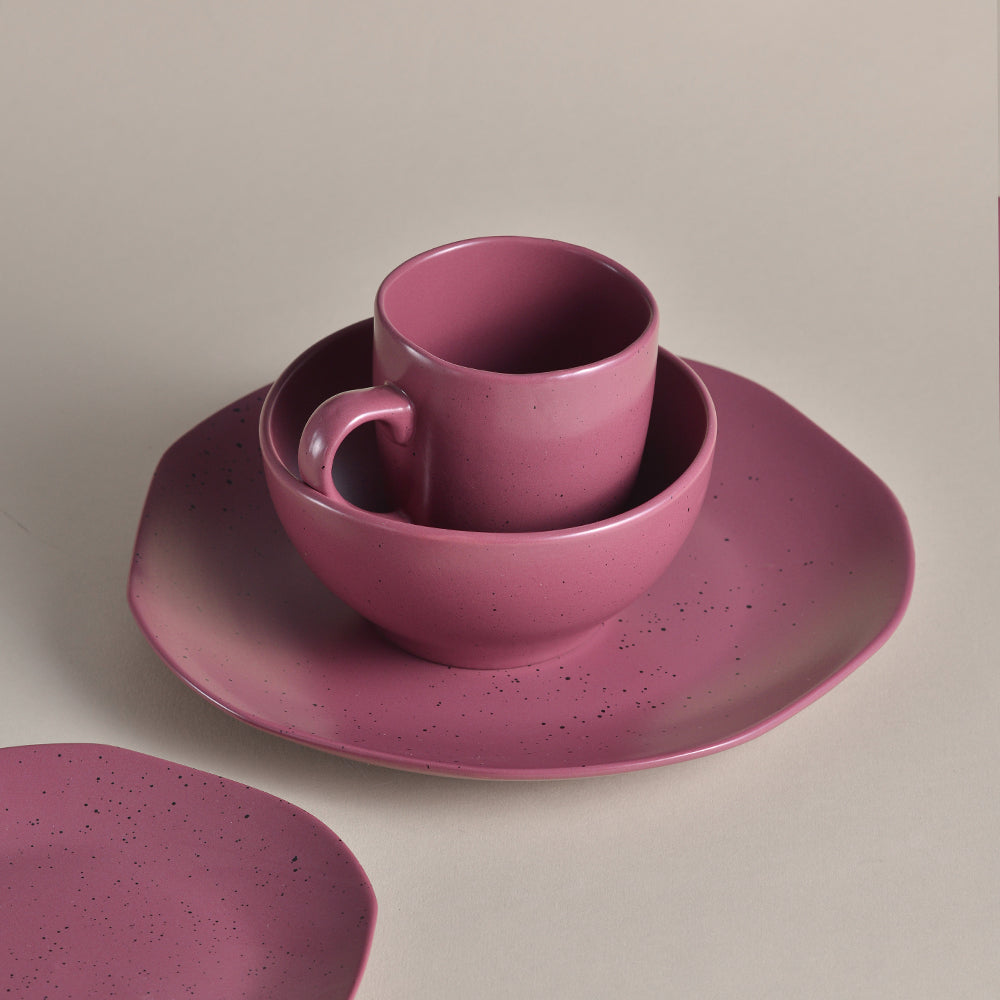 Tongera Plum Purple Gradient Ceramic Dinnerware Set - Unique Square Design for Stylish Gatherings