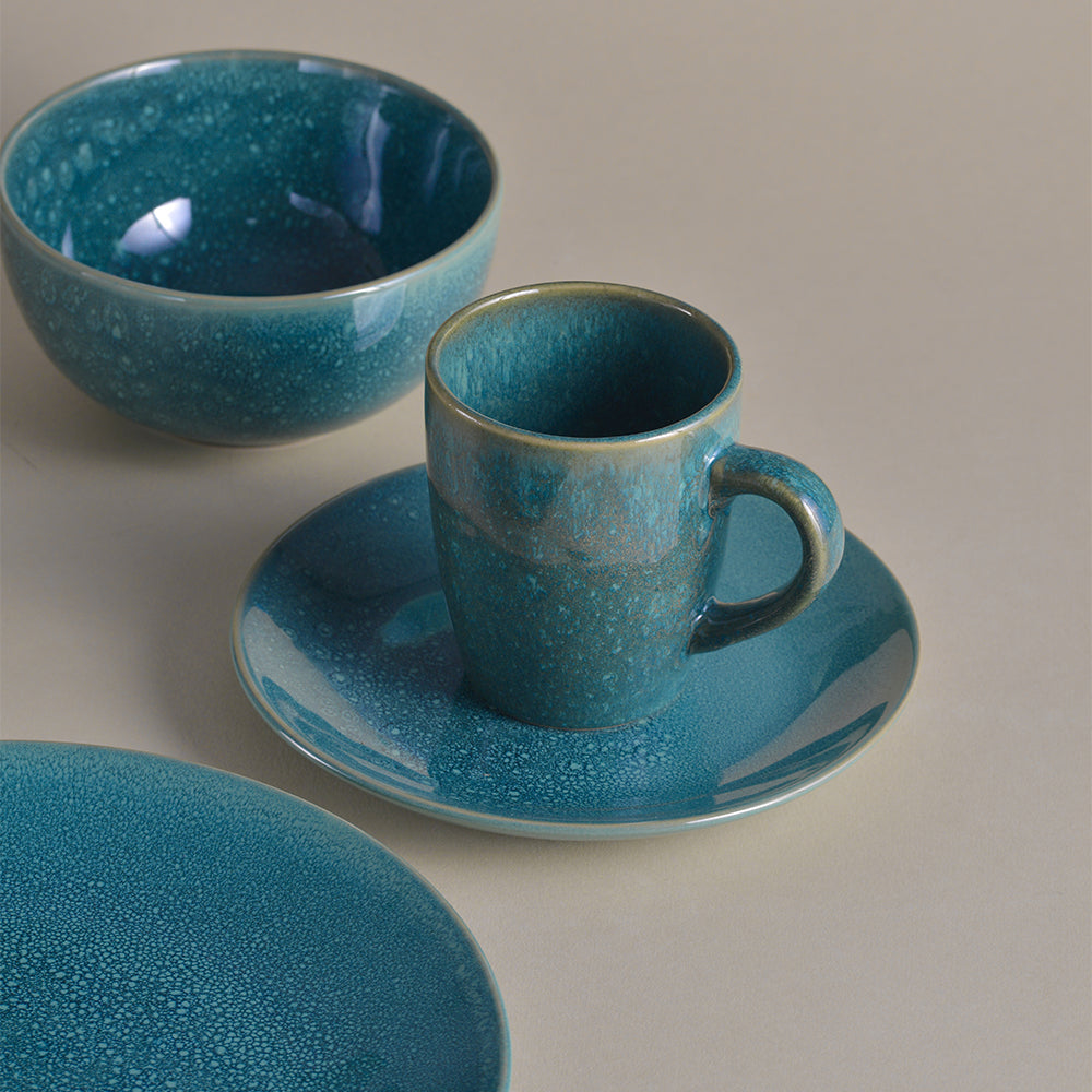Tongera Teal Gradient Speckled Ceramic Dinnerware Set - Artisanal Glaze for Modern Dining